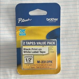 Brother P-Touch M Tape Black on White Value Pack